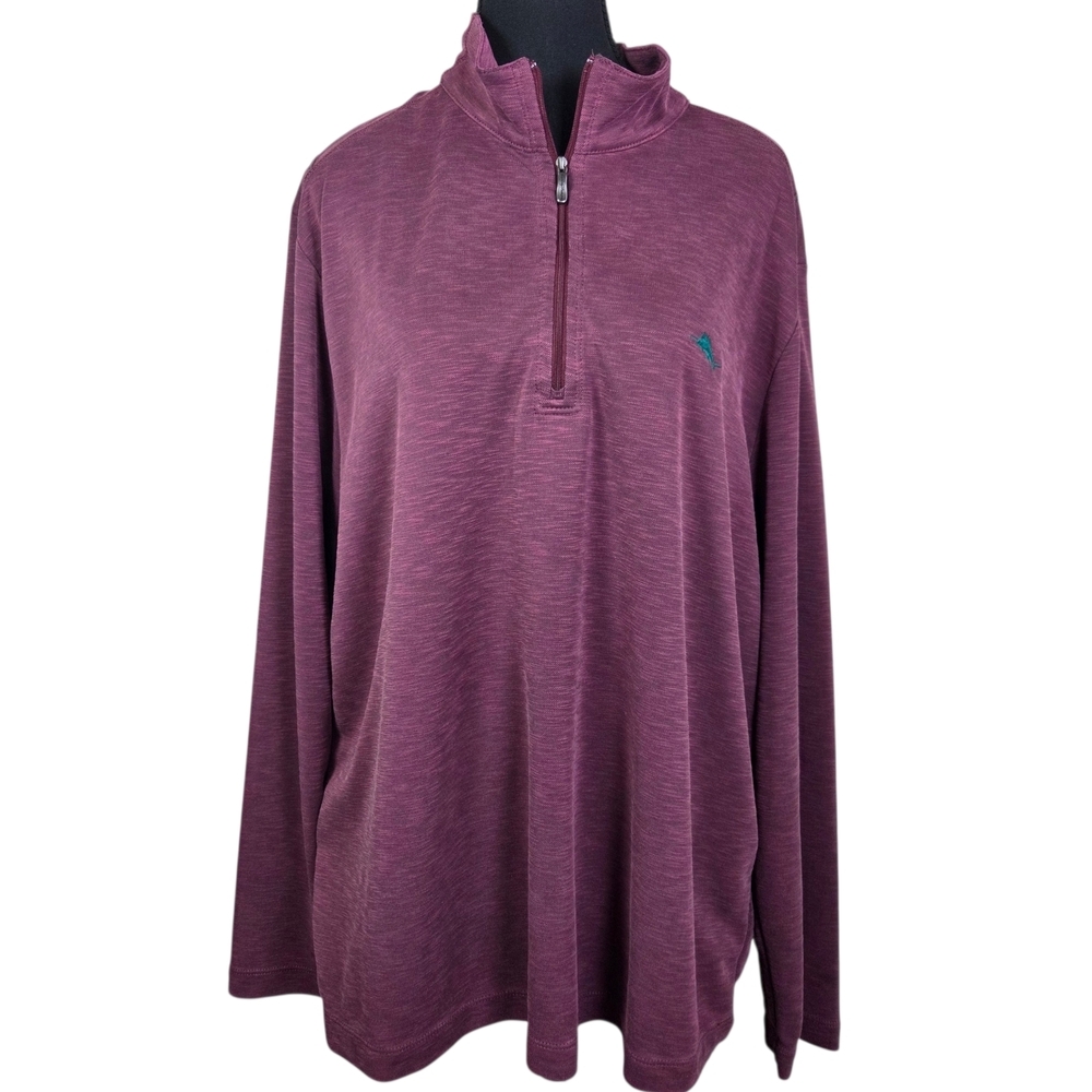 Tommy Bahama Men's Burgundy Zip-Up Light Sweater Size XL
